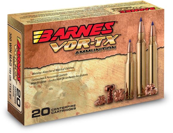 Picture of Barnes VOR-TX Premium Hunting Rifle Ammo - 300 WSM, 165Gr, TTSX BT, 20rds Box