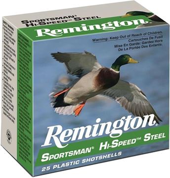 Picture of Remington Waterfowl Loads, Sportsman Hi-Speed Steel Shotgun Ammo - 12Ga, 3-1/2", MAG DE, 1-3/8oz, #2, 25rds Box, 1550fps