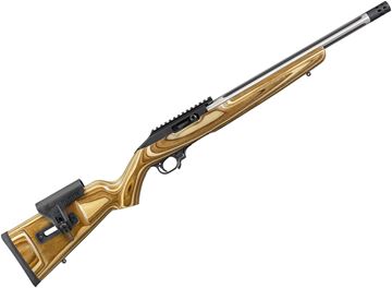Picture of Ruger 10/22 Competition Rimfire Semi-Auto Rifle - 22 LR, 16.12", Aluminum Black Anodized Receiver, Stainless Fluted Heavy Barrel w/ Muzzle Brake, Natural Brown Laminate Stock, 10rds, 30 MOA Picatinny Rail, Hard Case