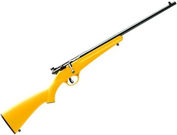 Picture of Savage Arms Youth Series, Rascal Single Shot Bolt Action Rimfire Rifle - 22 S/L/LR, 16.125", Satin Blued, Yellow Synthetic Stock, Adjustable Peep Sights, AccuTrigger