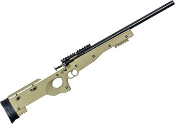 Picture of Keystone KSA2150 Crickett Precision Bolt Action Youth Rifle, Single Shot, 22 LR, EZ Loader, 1/2x28 Threaded Blued Bull Barrel, Rail, Tan