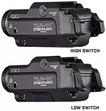Picture of Streamlight 69470 TLR 10 Flex - Includes High Switch (Mounted), Low Switch, Two CR123A Lithium Batteries And Key Kit,Black