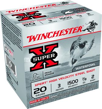 Picture of Winchester Waterfowl Xpert Steel Shotgun Ammo - 20 ga, 3", 7/8oz, #2, 1500 fps, 25rds Box