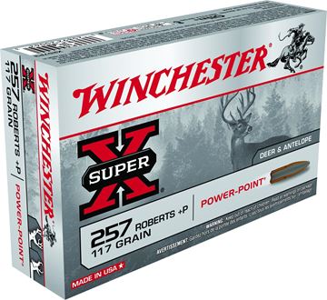 Picture of Winchester Super X Rifle Ammo - 257 Roberts, 117Gr+P, Powe-Point, 20rds Box