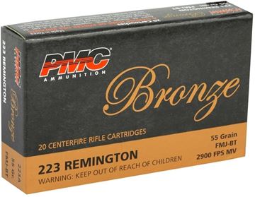 Picture of PMC Bronze Rifle Ammo - 223 Rem, 55Gr, FMJ-BT, 1000rds Case