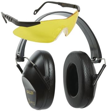 Picture of Allen Safety, Ear Protection - Reaction Ear & Eye Protection Combo, Noise Reduction Rating (NRR) of 26dB, Yellow Glasses Feature ANSI Z87+ High Velocity Impact Resistant Lenses