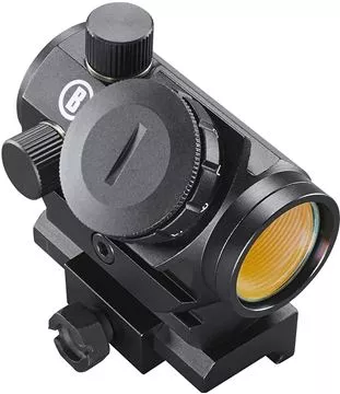 Picture of Bushnell AR Optics Red Dots - TRS-25 HiRise, 1x20mm, Matte, 3 MOA Red Dot, 11 Brightness, 1/2 MOA Click Value, Multi-Coated, Waterproof/Fogproof/Shockproof, w/Riser Block For AR, CR2032