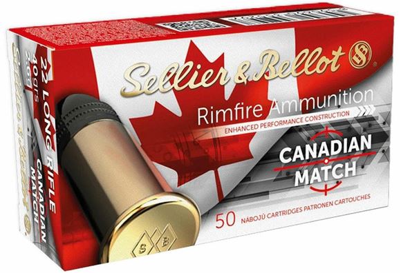 Picture of Sellier & Bellot Rimfire Ammo - 22 LR Canadian Match, 22 LR, 40Gr, Lead, Standard Velocity, 50rds Box