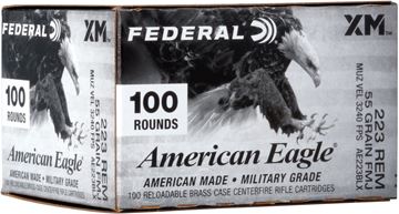 Picture of Federal AE223BLK American Eagle Rifle Ammo 223 REM, FMJBT, 55Gr 3240 fps, 100 Rnds Loose Box