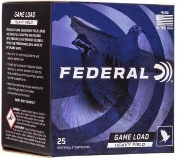 Picture of Federal Game-Shok Upland Heavy Field Load Shotgun Ammo - 12Ga, 2-3/4", 3-1/4DE, 1-1/8oz, #4, 25rds Box, 1255fps