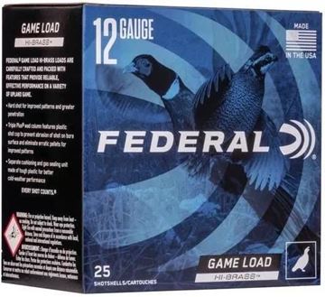 Picture of Federal Game-Shok Upland Hi-Brass Load Shotgun Ammo - 12Ga, 2-3/4", 3-3/4DE, 1-1/4oz, #5, 25rds Box, 1330fps