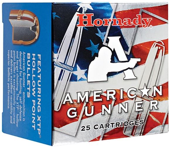 Picture of Hornady American Gunner Handgun Ammo - 9mm Luger +P, 124Gr, XTP American Gunner, 250rds Case