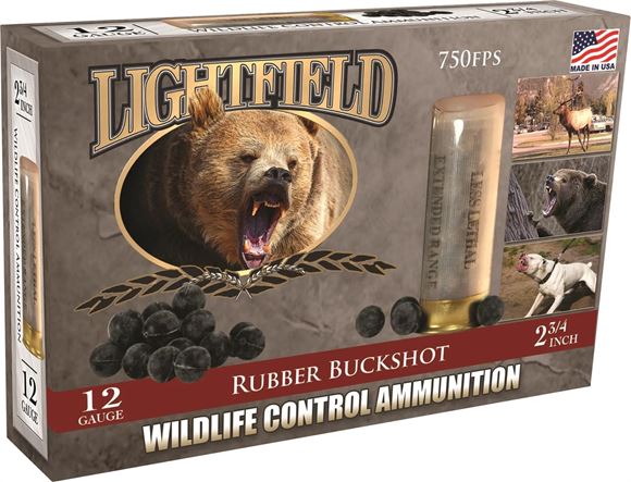 Picture of Lightfield Wildlife Control Shotgun Ammo - Rubber Buckshot, 12Ga, 2-3/4", 5rds Box, 750fps