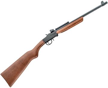 Picture of Chiappa Little Badger Deluxe Single Shot Rimfire Rifle - 22 LR, 18-1/2", Matte Black, Deluxe Wood Stock Stock, Fixed Front & M1 Type Adjustable Rear Sights