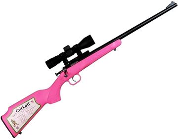 Picture of Keystone KSA2220BSC Crickett Single Shot Rifle, 22 LR, 16.125" BBL Pink Syn Stk, PKG with Scope and Case