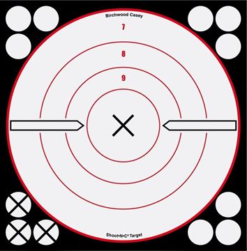 Picture of Birchwood Casey Targets, Shoot-N-C Targets - Shoot-N-C 8" White/Black "X" Bull's-Eye Target, 6 Targets