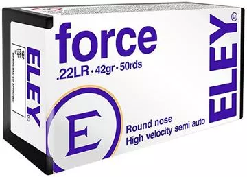 Picture of ELEY Rimfire Ammo - Force, 22 LR, 42Gr, 1250 Fps, Lead Round Nose, 50rds Box