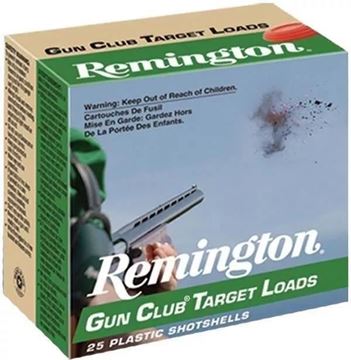 Picture of Remington Target Loads, Gun Club Target Loads Shotgun Ammo - 12Ga, 2-3/4", 3 DE, 1-1/8oz, #8, 25rds Box, 1200fps