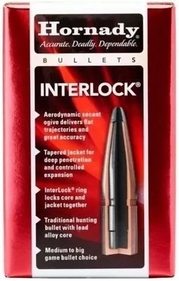Picture of Hornady Rifle Bullets, InterLock - 35 Caliber (.358"), 200Gr, InterLock SP-RP, 100ct Box
