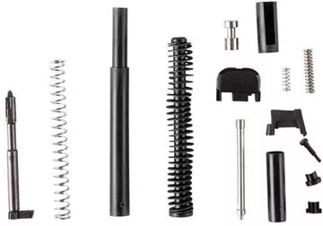 Picture of Brownells Glock Parts - Glock 17 Gen 3 Slide Kit, Kit Includes: Extractor, Extractor Depressor Plunger, Extractor Depressor Plunger Spring, Spring -Loaded Bearing, Slide Cover Plate, Firing Pin, Spacer Sleeve, Firing Pin Spring, Spring Cups, Firing Pin S