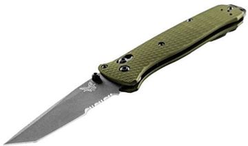 Picture of Benchmade Knife Company, Knives - Bailout, Axis, Serrated Tanto Style Blade, Woodland Green Anodized 6061-T6 Aluminum, Mini Deep-Carry Clip, Weight 2.70oz. (76.54g)