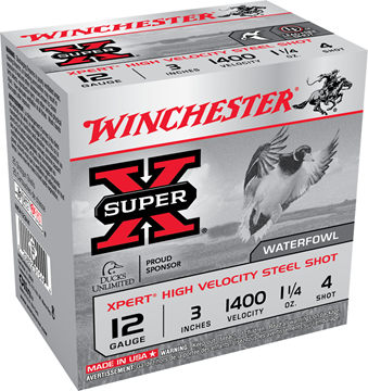 Picture of Winchester WEX123H4 Super-X Xpert Shotshell 12 GA, 3 in, No. 4 1-1/4oz, 1400 fps, 25 Rnd per Box