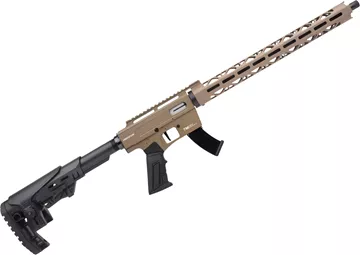 Picture of Derya TM-22 Semi-Auto Rifle - 22LR, 18", FDE Cerakote Aluminum Receiver w/ Picatinny Top Rail, Short Floating M-Lok Handguard, Collapsing AR Style Stock, Threaded 1/2x28 TPI, 2x10rds Mags