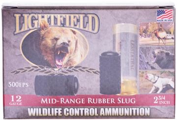 Picture of Lightfield Wildlife Control Shotgun Ammunition - Mid-Range Rubber Slug, 12Ga, 2-3/4", Rubber Slug, 5rds Box