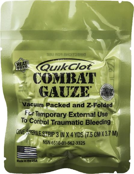 Picture of QuikClot - Combat Gauze, Z-Folded, 3 in x 4 yds, Hemostatic Dressing