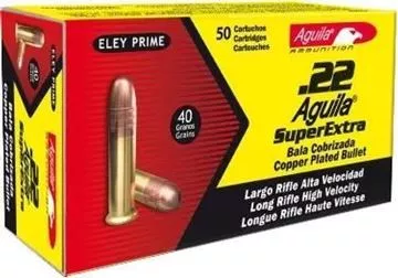 Picture of Aguila Rimfire Ammo - 22 LR, 40Gr, Copper Coated Lead, 50rds Box, High Velocity, 1255fps