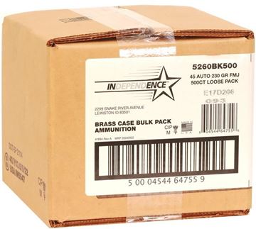 Picture of CCI 5260BK500 Independence Bulk 45 ACP, 230 Gr, FMJ, 500 Rnd Box