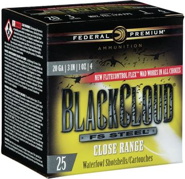 Picture of Federal Premium Black Cloud FS Steel Shotgun Ammo - 20Ga, 3", 1oz, #2, 25rds Box, 1350fps, With Flitecontrol Flex Wad