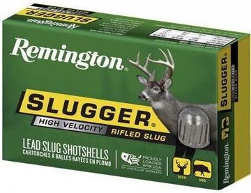 Picture of Remington Slugs, Slugger High Velocity Rifled Slugs Loads Shotgun Ammo - 12Ga, 2-3/4", MAX DE, 7/8oz, RS, 5rd Box, 1800fps