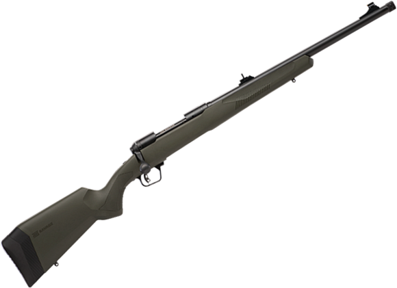 Picture of Savage 110 Hog Hunter Bolt Action Rifle - 350 Legend, 18" Threaded Barrel, Matte Blued, Dark Green Stock, Open Sights, AccuTrigger, 4rds