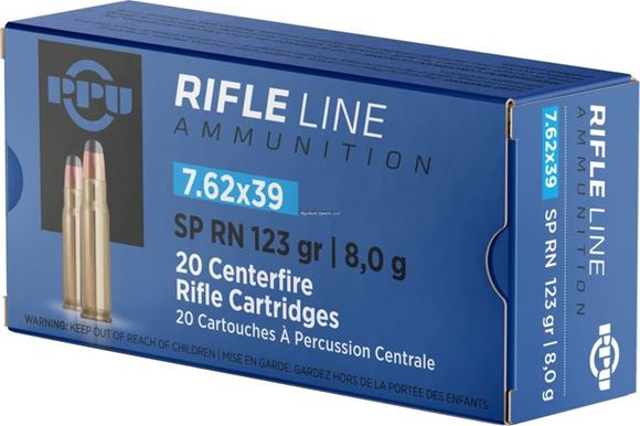 Picture of Prvi Partizan (PPU) Rifle Ammo - 7.62x39, 123gr, SP, 20rds Box.