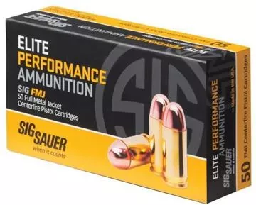 Picture of Sig Sauer Elite Performance Handgun Ammo - 9mm Luger, 124Gr, FMJ, 50rds Box, 1165fps