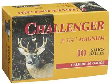 Picture of Challenger Hunting Loads Shotgun Ammo - Magnum Slug, 20Ga, 2-3/4", 7/8oz, Slug, 10rds Box, 1610fps