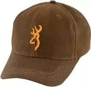 Picture of Browning Cap - Dura-Wax Solid Color Cap with 3-D Buckmark, Brown, Hook and Loop, Cotton, One Size Fits Most