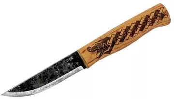 Picture of Condor Tool & Knife - Norse Dragon Knife, 4" Blade, Burnt American Hickory Handle, Leather Sheath