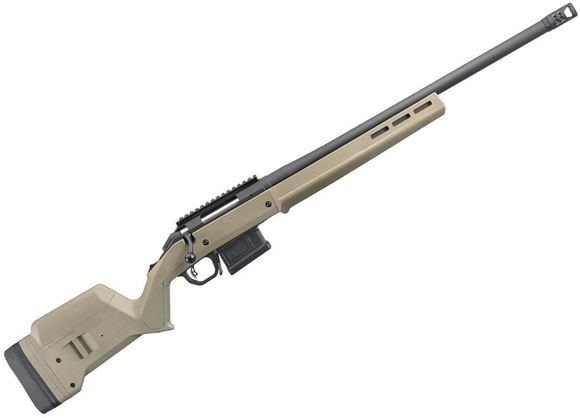 Picture of Ruger American Hunter Bolt Action Rifle - 6.5 Creedmoor, 22", 5/8-24  Muzzle Brake, Matte Black Finish, Magpul FDE Hunter Stock, 5rd PMAG