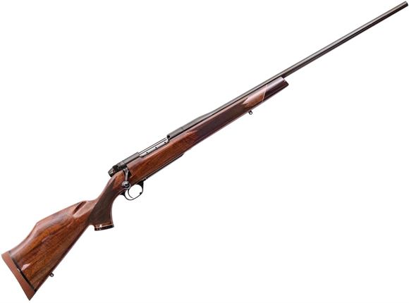 Picture of Weatherby Mark V Deluxe Bolt Action Rifle - 270 Wby Mag, 26", High Lustre Blued, #2 Contour, AA Fancy Grade Walnut Monte Carlo Stock w/Rosewood Forend & Pistol Grip Cap & Maplewood Spacers, 54 Degree Bolt, 3rds, TriggerTech�s trigge