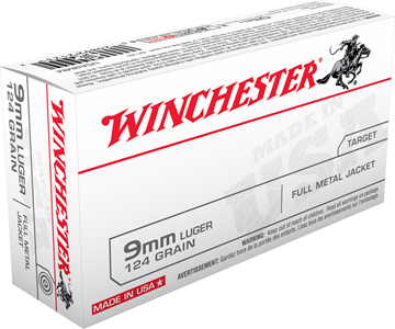 Picture of Winchester "USA" Handgun Ammo - 9mm, 124Gr, FMJ, 50rds Box