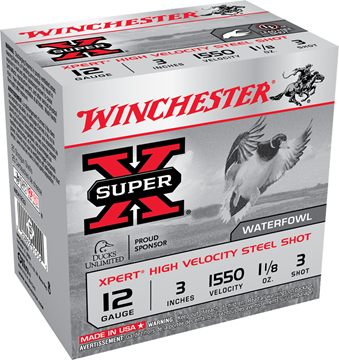 Picture of Winchester WEX1233 Super-X Xpert Shotshell 12 GA, 3 in, No. 3 1-1/8oz, 1550 fps, 25 Rnd per Box