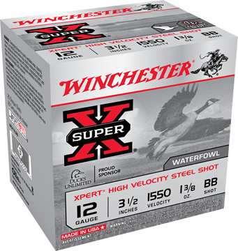 Picture of Winchester Super-X Xpert Hi-Velocity Steel Shotgun Ammo - 12Ga, 3-1/2", 1-3/8 oz, BB, 25rds Box, 1550fps