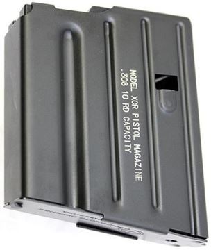 Picture of C-Products Defense XCR-M Pistol Magazines - 308 Win, 10rds, Matte Black, 400 Series Stainless Steel, Black Plastic Anti-Tilt Follower, Chrome Silcon Wire Spring