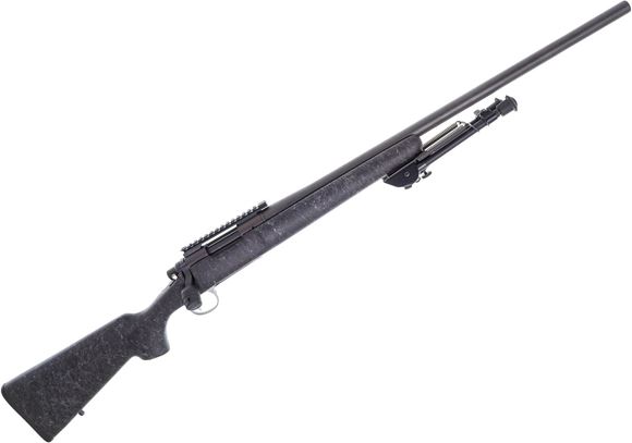 Picture of Used Remington 700 Varmint Bolt Action Rifle - 22-250 Rem, 26", Matte Blued, 4rds, Bell & Carlson Composite Stock, Stainless Trigger Bottom Metal, Talley 20MOA w/Anti-Cant, Trigger Tech Trigger. Butt pad a bit melted. KRG Tactical Bolt Knob, Harris Bipod