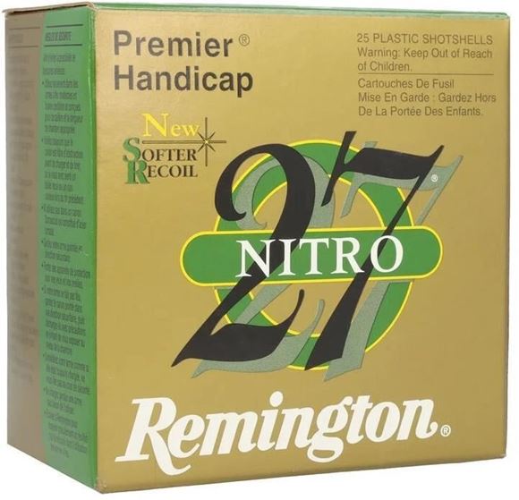 Picture of Remington Target Loads, Premier Nitro 27 Handicap Target Loads Shotgun Ammo - 12Ga, 2-3/4", HDCP DE, 1-1/8oz, #7-1/2, Extra Hard STS Target Shot, 25rds Box, 1235fps