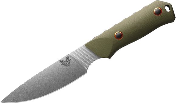 Picture of Benchmade Knife Company, Raghorn Fixed Blade, 4.64" Plain Drop-Point CPM-CruWear Steel Blade, OD Green G10 Handle, Boltaron Sheath With Ferro-Rod Loop.