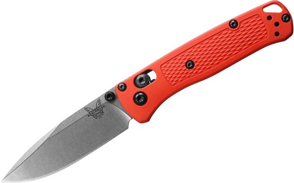 Picture of Benchmade Knife Company, Knives - Mini Bugout, AXIS Mechanism, 2.82" S30V Blade, MESA Red Grivory Handle, Mini Deep Carry Reversable Clip, Drop-Point, Plain Edge, Lanyard Hole, Weight: 1.5oz (42.52g)