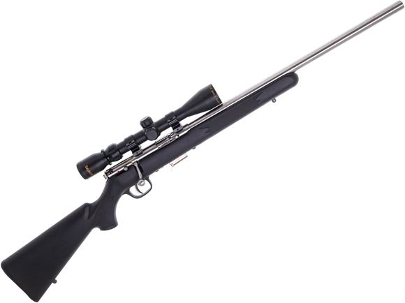 Picture of Used Savage Model 93 Bolt-Action 22 WMR, 21" Stainless Heavy Barrel, With Tasco World Class 3-9x40mm Scope, One Mag, Good Condition